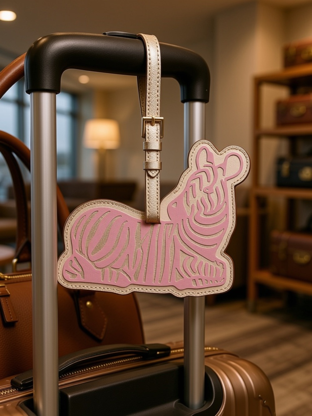 🆕💕LILLY PULITZER🌴ZEBRA SHAPED LUGGAGE TAG/CONCH SHELL PINK ZEE BEBE